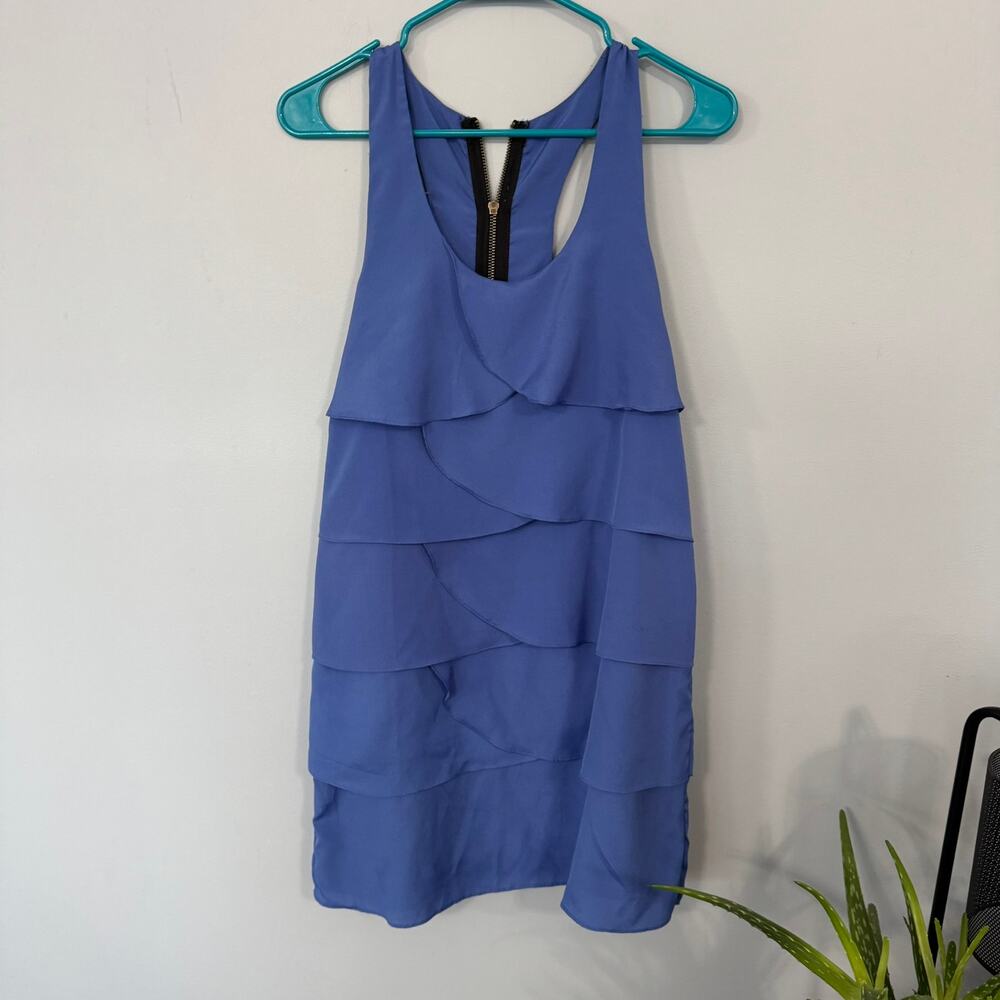 Lush Periwinkle Blue Mini Dress w/ Ruffle Tiers Women's Size Medium Sleeveless